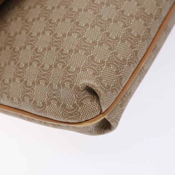 CELINE Macadam Canvas Clutch Bag PVC Beige Gold Auth gh557