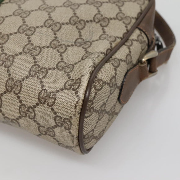 GUCCI GG Supreme Web Sherry Line Shoulder Bag PVC Beige Gold Red Auth gh559