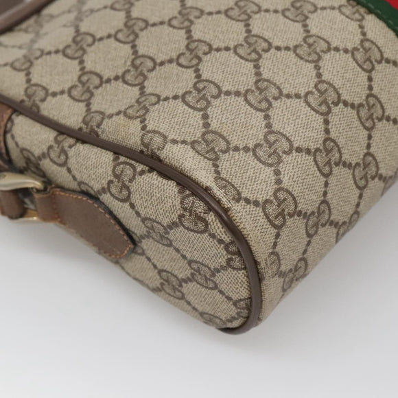 GUCCI GG Supreme Web Sherry Line Shoulder Bag PVC Beige Gold Red Auth gh559