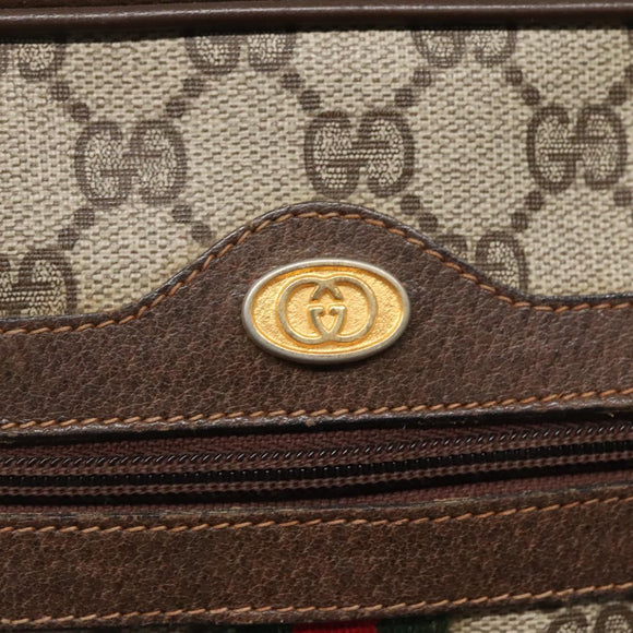 GUCCI GG Supreme Web Sherry Line Shoulder Bag PVC Beige Gold Red Auth gh559