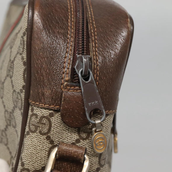 GUCCI GG Supreme Web Sherry Line Shoulder Bag PVC Beige Gold Red Auth gh559