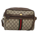 GUCCI GG Supreme Web Sherry Line Shoulder Bag PVC Beige Gold Red Auth gh559-1