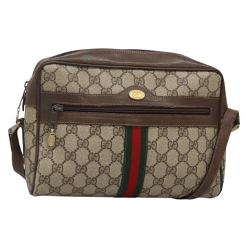 GUCCI GG Supreme Web Sherry Line Shoulder Bag PVC Beige Gold Red Auth gh559