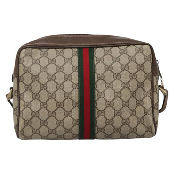 GUCCI GG Supreme Web Sherry Line Shoulder Bag PVC Beige Gold Red Auth gh559 - 0