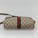 GUCCI GG Supreme Web Sherry Line Shoulder Bag PVC Beige Gold Red Auth gh559-5