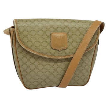 CELINE Macadam Canvas Shoulder Bag PVC Beige Gold Auth gh566