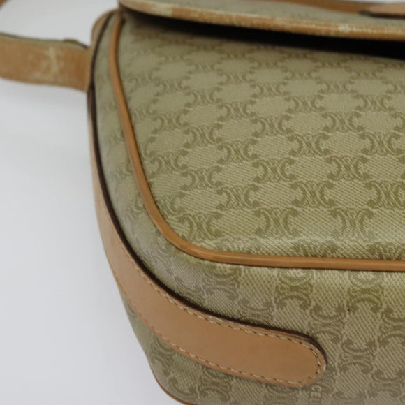 CELINE Macadam Canvas Shoulder Bag PVC Beige Gold Auth gh566