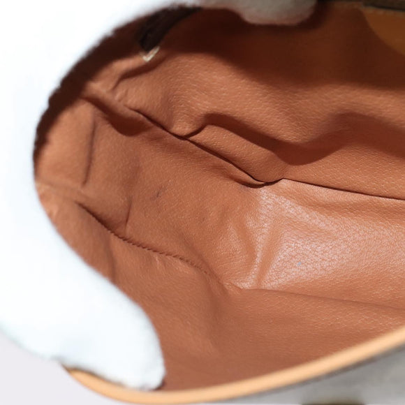 CELINE Macadam Canvas Shoulder Bag PVC Beige Gold Auth gh566