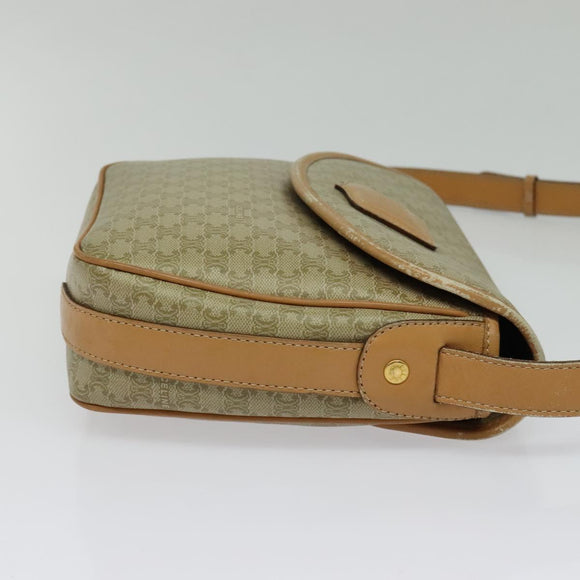 CELINE Macadam Canvas Shoulder Bag PVC Beige Gold Auth gh566