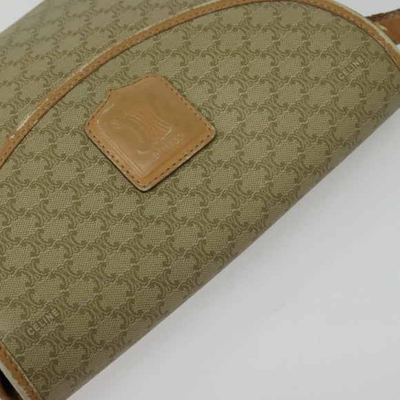 CELINE Macadam Canvas Shoulder Bag PVC Beige Gold Auth gh566