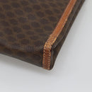 CELINE Macadam Canvas Clutch Bag PVC Leather Brown Auth gh579-10