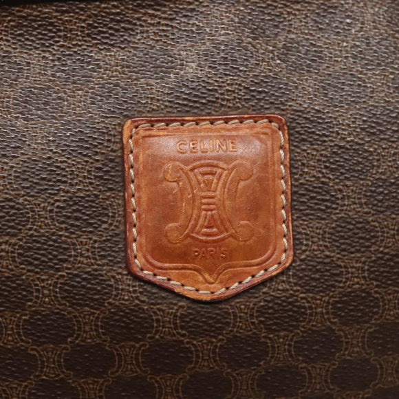 CELINE Macadam Canvas Clutch Bag PVC Leather Brown Auth gh579