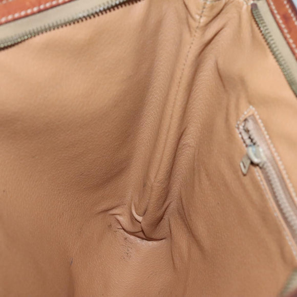 CELINE Macadam Canvas Clutch Bag PVC Leather Brown Auth gh579