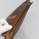 CELINE Macadam Canvas Clutch Bag PVC Leather Brown Auth gh579-6