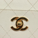 CHANEL Matelasse Chain Shoulder Bag Caviar Skin White Gold CC Auth gh580-15