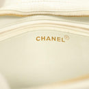 CHANEL Matelasse Chain Shoulder Bag Caviar Skin White Gold CC Auth gh580-17