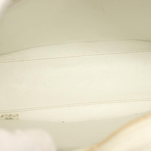 CHANEL Matelasse Chain Shoulder Bag Caviar Skin White Gold CC Auth gh580