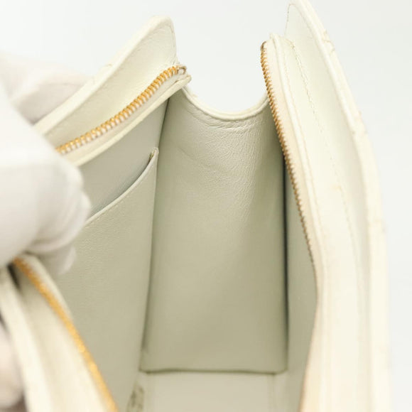 CHANEL Matelasse Chain Shoulder Bag Caviar Skin White Gold CC Auth gh580