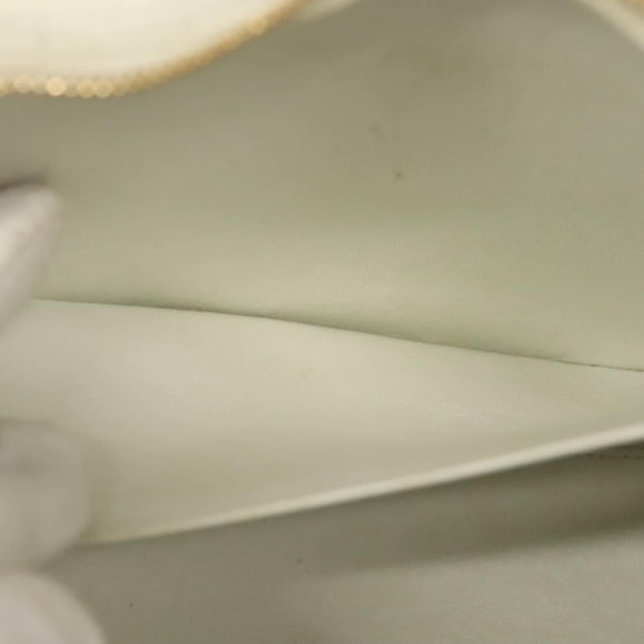 CHANEL Matelasse Chain Shoulder Bag Caviar Skin White Gold CC Auth gh580