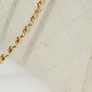 CHANEL Matelasse Chain Shoulder Bag Caviar Skin White Gold CC Auth gh580-4