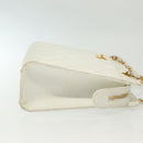 CHANEL Matelasse Chain Shoulder Bag Caviar Skin White Gold CC Auth gh580-5