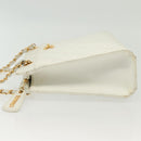 CHANEL Matelasse Chain Shoulder Bag Caviar Skin White Gold CC Auth gh580-6