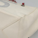 CHANEL Choco Bar Chain Tote Bag No5 Canvas White Silver CC Auth gh581-12