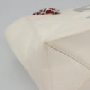 CHANEL Choco Bar Chain Tote Bag No5 Canvas White Silver CC Auth gh581-13