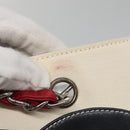 CHANEL Choco Bar Chain Tote Bag No5 Canvas White Silver CC Auth gh581-16