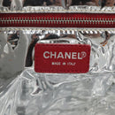 CHANEL Choco Bar Chain Tote Bag No5 Canvas White Silver CC Auth gh581-17