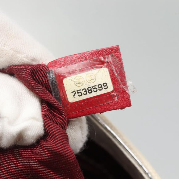 CHANEL Choco Bar Chain Tote Bag No5 Canvas White Silver CC Auth gh581