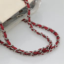 CHANEL Choco Bar Chain Tote Bag No5 Canvas White Silver CC Auth gh581-7