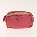 PRADA Pouch Nylon 3Set Black Pink Auth gh587-9