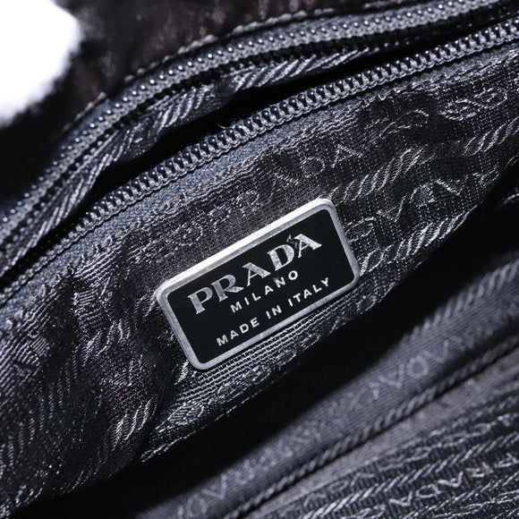 PRADA Hand Bag Nylon Black Silver Auth gh600