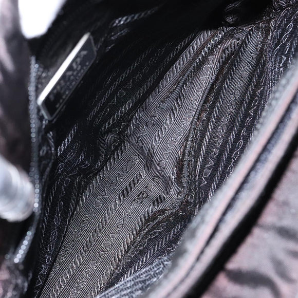 PRADA Hand Bag Nylon Black Silver Auth gh600