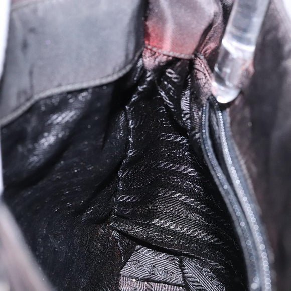 PRADA Hand Bag Nylon Black Silver Auth gh600