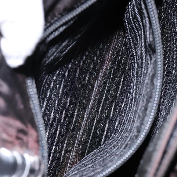 PRADA Hand Bag Nylon Black Silver Auth gh600