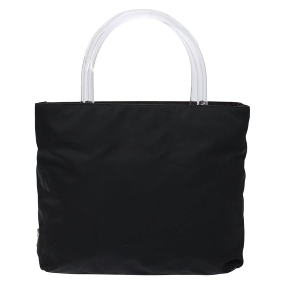 PRADA Hand Bag Nylon Black Silver Auth gh600