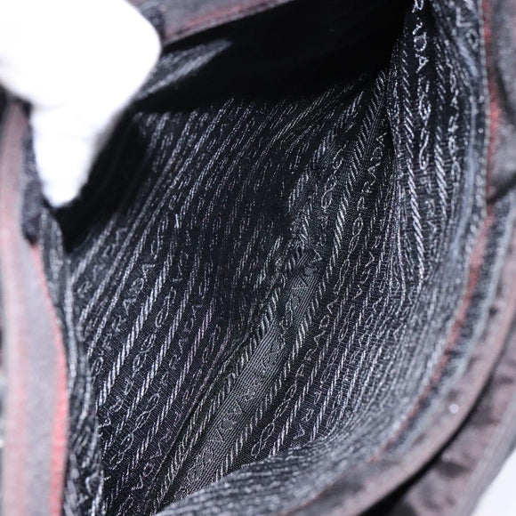 PRADA Hand Bag Nylon Black Silver Auth gh600