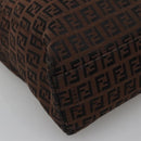 FENDI Zucchino Canvas Tote Bag Brown Silver Auth gh605-14