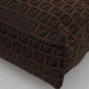 FENDI Zucchino Canvas Tote Bag Brown Silver Auth gh605-15
