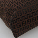 FENDI Zucchino Canvas Tote Bag Brown Silver Auth gh605-16