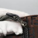 FENDI Zucchino Canvas Tote Bag Brown Silver Auth gh605-17