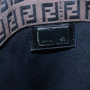 FENDI Zucchino Canvas Tote Bag Brown Silver Auth gh605-18