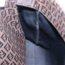 FENDI Zucchino Canvas Tote Bag Brown Silver Auth gh605-19