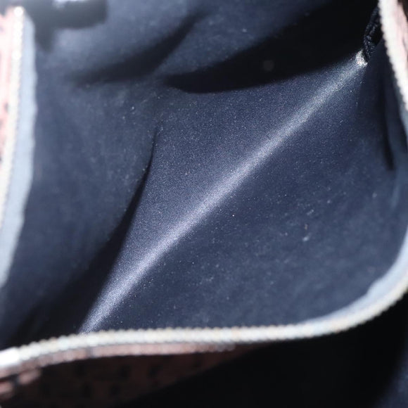 FENDI Zucchino Canvas Tote Bag Brown Silver Auth gh605