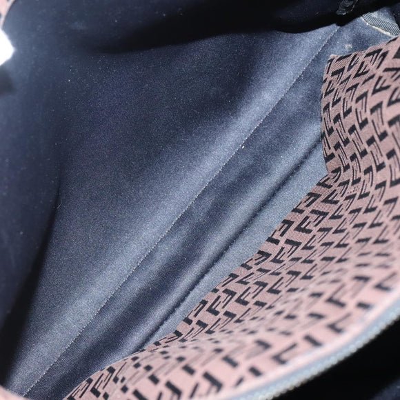 FENDI Zucchino Canvas Tote Bag Brown Silver Auth gh605