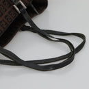 FENDI Zucchino Canvas Tote Bag Brown Silver Auth gh605-7
