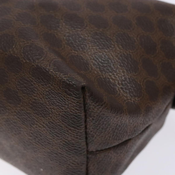 CELINE Macadam Canvas Clutch Bag PVC Leather Brown Gold Auth gh607