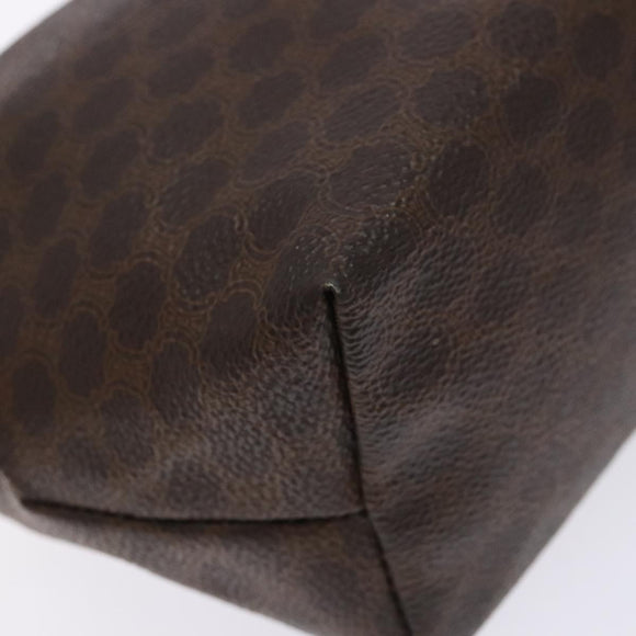 CELINE Macadam Canvas Clutch Bag PVC Leather Brown Gold Auth gh607